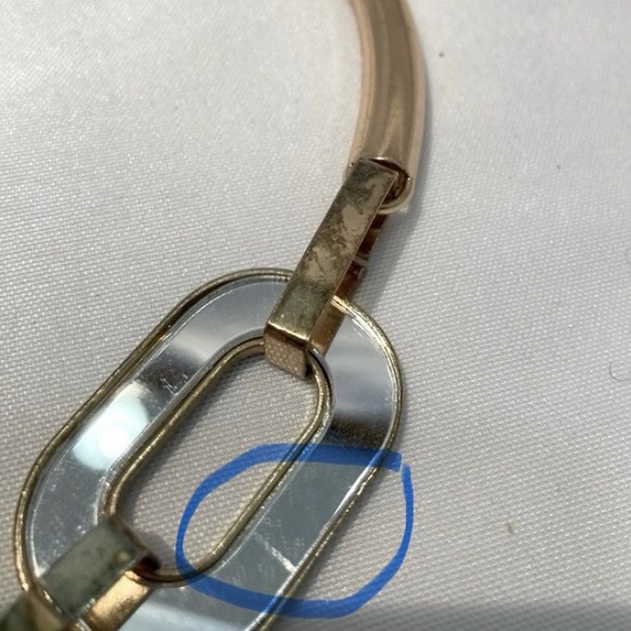 Vintage Gold Metal Chain Mirror Statement Necklace - Picture 10 of 10